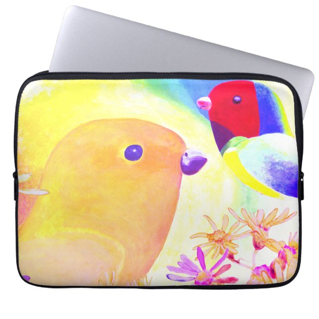 Bright Tie-Dye Birds Laptop Sleeve (Voorkant)