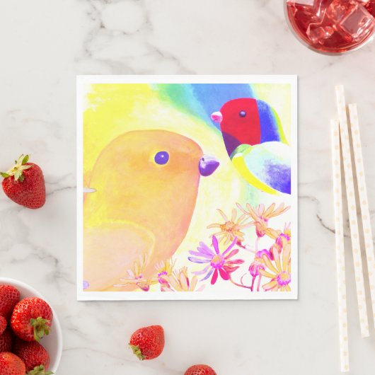 Bright Tie-Dye Birds Servet (Insitu)