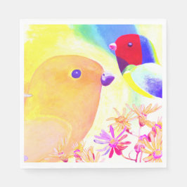 Bright Tie-Dye Birds Servet