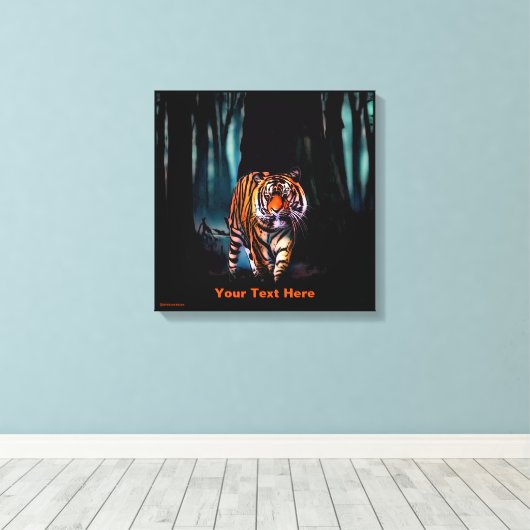 Bright Tiger Dark Forest Canvas Afdruk (Insitu (Houten vloer))