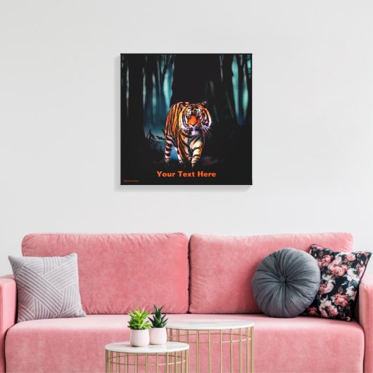 Bright Tiger Dark Forest Canvas Afdruk (Insitu (Woonkamer))
