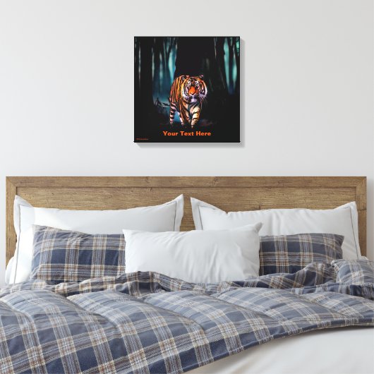 Bright Tiger Dark Forest Canvas Afdruk (Insitu (Slaapkamer))