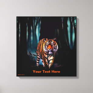 Bright Tiger Dark Forest Canvas Afdruk
