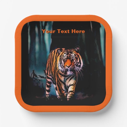 Bright Tiger Dark Forest Papieren Bordje (Voorkant)