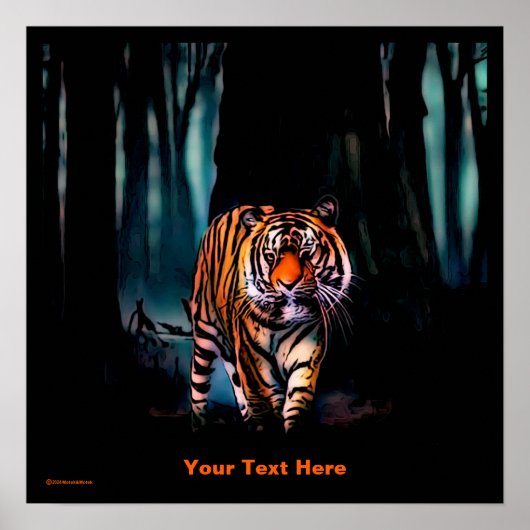 Bright Tiger Dark Forest Poster (Voorkant)
