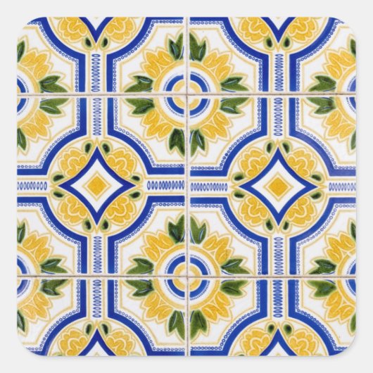 Bright tile pattern, Portugal Vierkante Sticker (Voorkant)