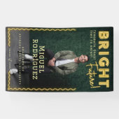 Bright Toekomst Geel Neon Afstudeerder Foto Afstud Spandoek (Horizontaal)