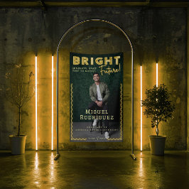 Bright Toekomst Geel Neon Afstudeerder Foto Afstud Spandoek