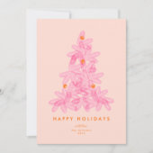 Bright Trendy Modern Roze Kerstboom 1 foto Feestdagenkaart (Voorkant)