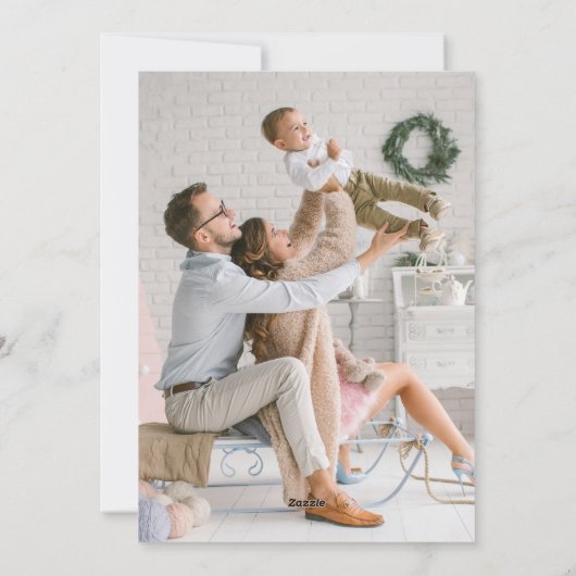 Bright Trendy Modern Roze Kerstboom 1 foto Feestdagenkaart (Achterkant)