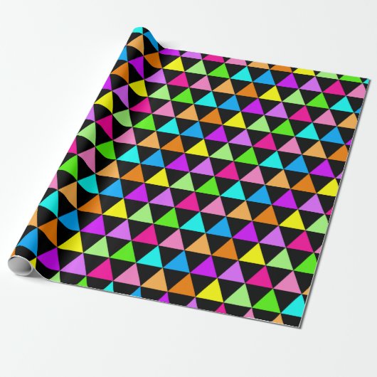Bright Triangle Groovy Print Gift Wrapping Paper Cadeaupapier (Uitgerold)