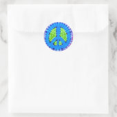 Bright Trippy Hippie Tie Dye Peace Sign Ronde Sticker (Tas)