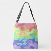 Bright Trippy Retro Groovy Boho Hippie Rainbow Crossbody Tas (Achterkant)