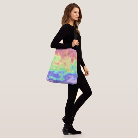 Bright Trippy Retro Groovy Boho Hippie Rainbow Crossbody Tas (Op model)