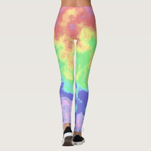 Bright Trippy Retro Groovy Boho Hippie Rainbow Leggings (Achterkant)