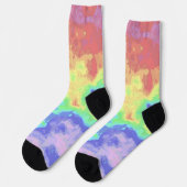 Bright Trippy Retro Groovy Boho Hippie Rainbow Sokken (Links)