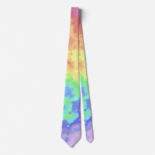 Bright Trippy Retro Groovy Boho Hippie Rainbow Stropdas (Voorkant)