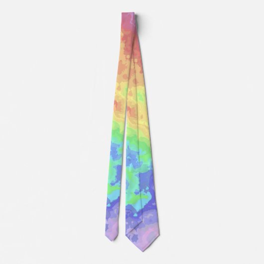 Bright Trippy Retro Groovy Boho Hippie Rainbow Stropdas (Achterkant)