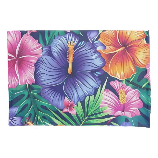 Bright Tropical Floral Pillowcase Kussensloop (Voorkant)