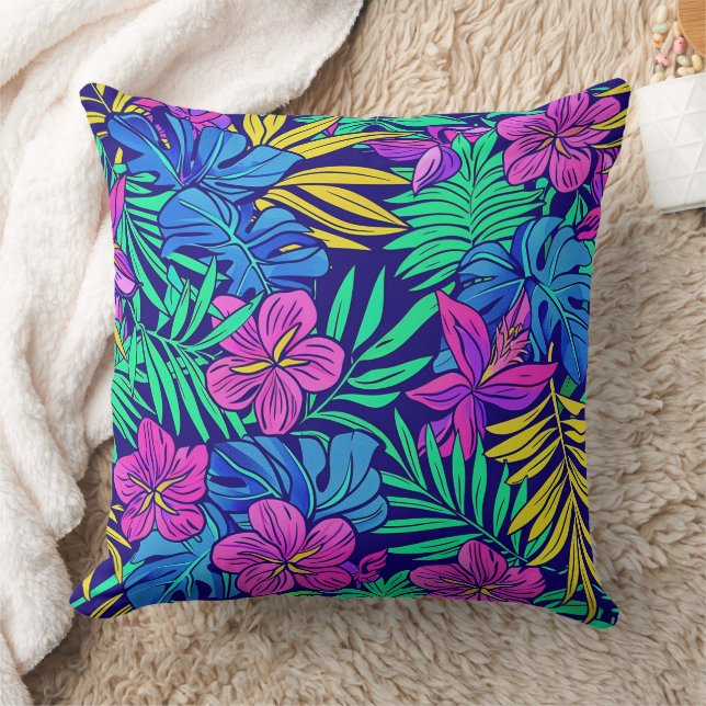 Bright Tropical Flowers Sierkussen (Deken)