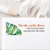 Bright Tropical Waterverf Flower Retouradres Etiket (Insitu)