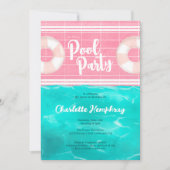 Bright Tropical zwembad party roze blauw Sweet 16 Kaart (Voorkant)