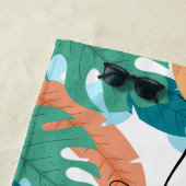 Bright Tropische Leaves Persoonlijke Naam Strandlaken (In situ)