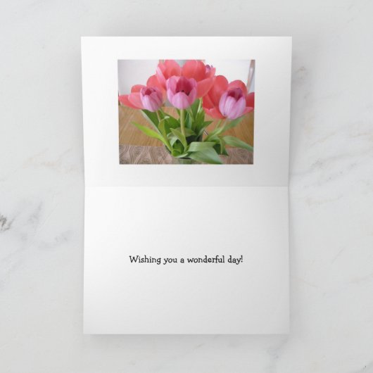 Bright Tulip Birthday Wish Kaart (Binnen)