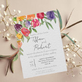Bright Tulpen en Greenery Wedding Invitation Kaart
