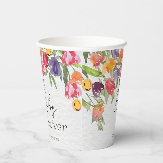 Bright Tulpen en groen Baby shower Papieren Bekers (Rechts)