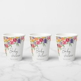 Bright Tulpen en groen Baby shower Papieren Bekers
