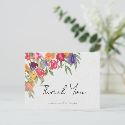 Bright Tulpen en groen Vrijgezellenfeest Dank u Briefkaart (Staand voorkant)