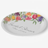 Bright Tulpen en groen Vrijgezellenfeest Papieren Bordje (Gekanteld)