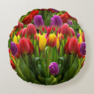 Bright Tulpen Rond Kussen