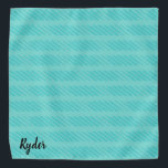 Bright Turquoise Blue Custom Name Dog Bandana<br><div class="desc">Bright Turquoise Blue Lines Custom Name Dog Bandana</div>