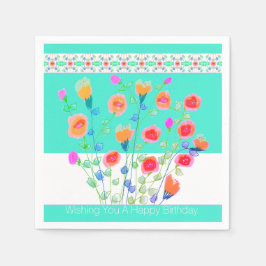 Bright Turquoise en kleurrijke Floral Servet