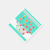 Bright Turquoise en kleurrijke Floral Servet (Hoek)