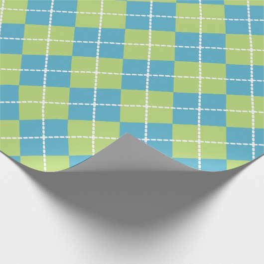 Bright Turquoise en Limoen Argyle Cadeaupapier (Hoek)