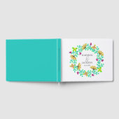 Bright Turquoise Floral Wreath Botanical Wedding Gastenboek (Volledig)