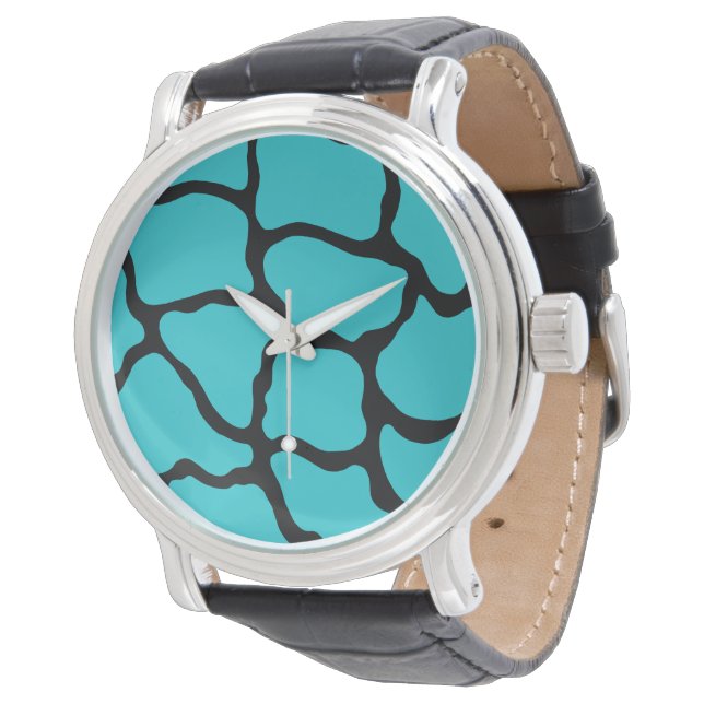 Bright Turquoise Giraffe Watch Horloge (Gekanteld)