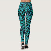 Bright Turquoise Leopard Leggings (Achterkant)
