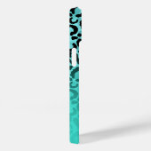 Bright Turquoise Leopard Ombre Monogram Case-Mate iPhone Case (Achterkant / Rechts)