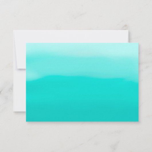 Bright Turquoise Painted Ombre RSVP Kaartje (Achterkant)