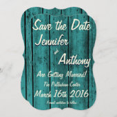 Bright Turquoise Rustic Save the Date No. 2br Kaart (Voorkant / Achterkant)
