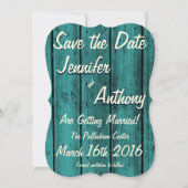 Bright Turquoise Rustic Save the Date No. 2br Kaart (Voorkant)
