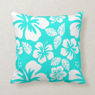 Bright Turquoise Tropical Hibiscus Kussen