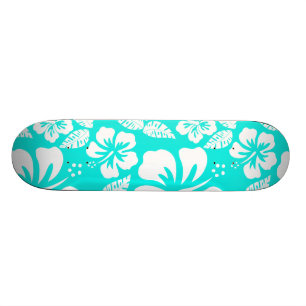 Bright Turquoise Tropical Hibiscus Persoonlijk Skateboard