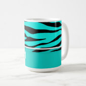 Bright Turquoise Zebra Animal Print; Gepersonalise Koffiemok (Voorkant rechts)