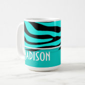 Bright Turquoise Zebra Animal Print; Gepersonalise Koffiemok (Voorkant links)