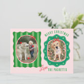 Bright Twee Afbeelding Lijst Kerst Feestdagenkaart (Staand voorkant)